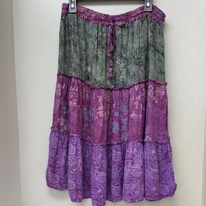 Coconut reef tiered paisley print pull on skirt size large